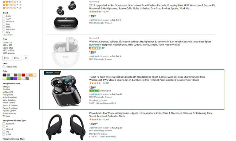 Amazon product information