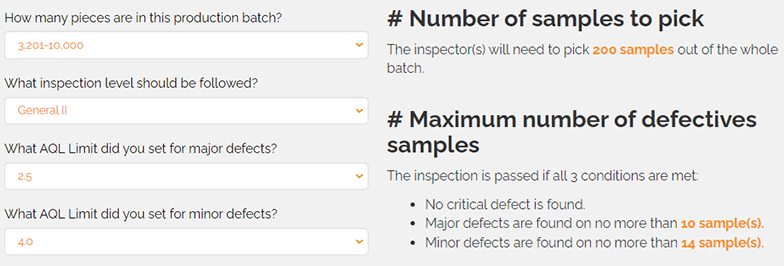 AQL calculator