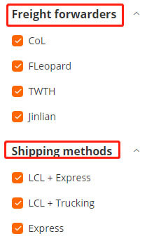 select freight forwarders and shipping methods on Alibaba